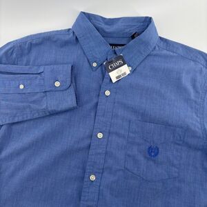 Chaps Button Down Shirt Mens Medium Blue NWT Easy Care Long Sleeve Blu Jay Logo